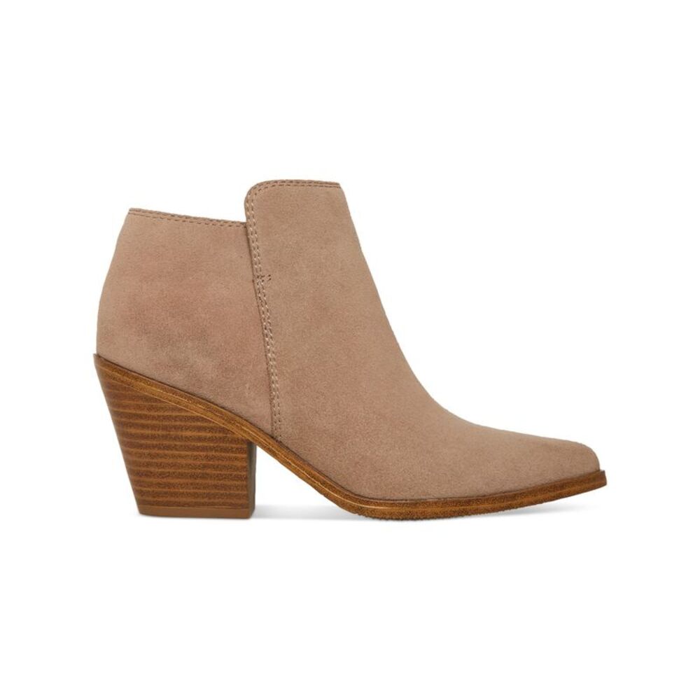 AQUA COLLEGE Womens Beige Nellie Pointed Toe Stacked Heel Leather Booties 8.5 M - Picture 2 of 4